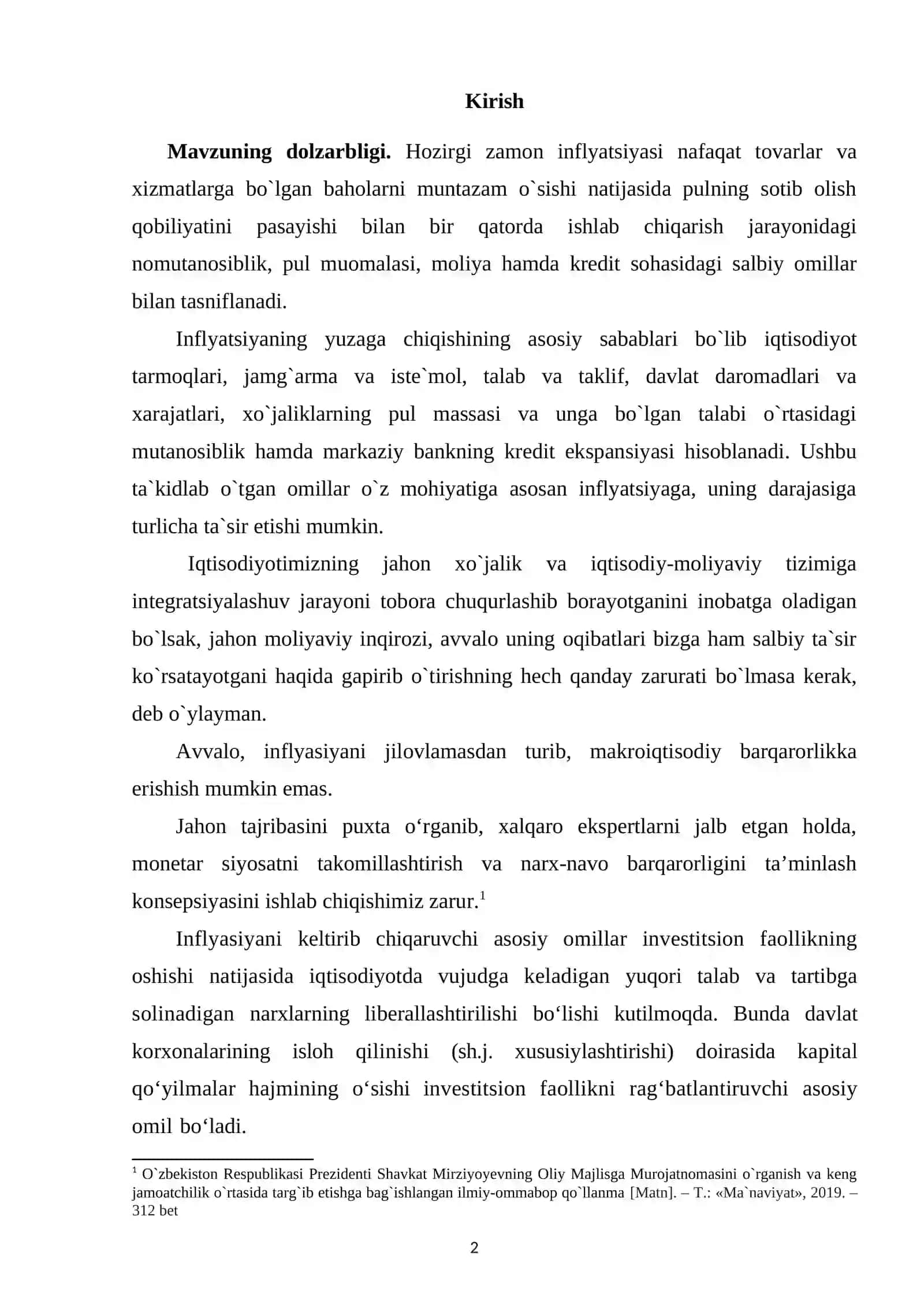 Inflyasiya- O`zbekistonda inflyatsion holat va uni tahlil qilish 2