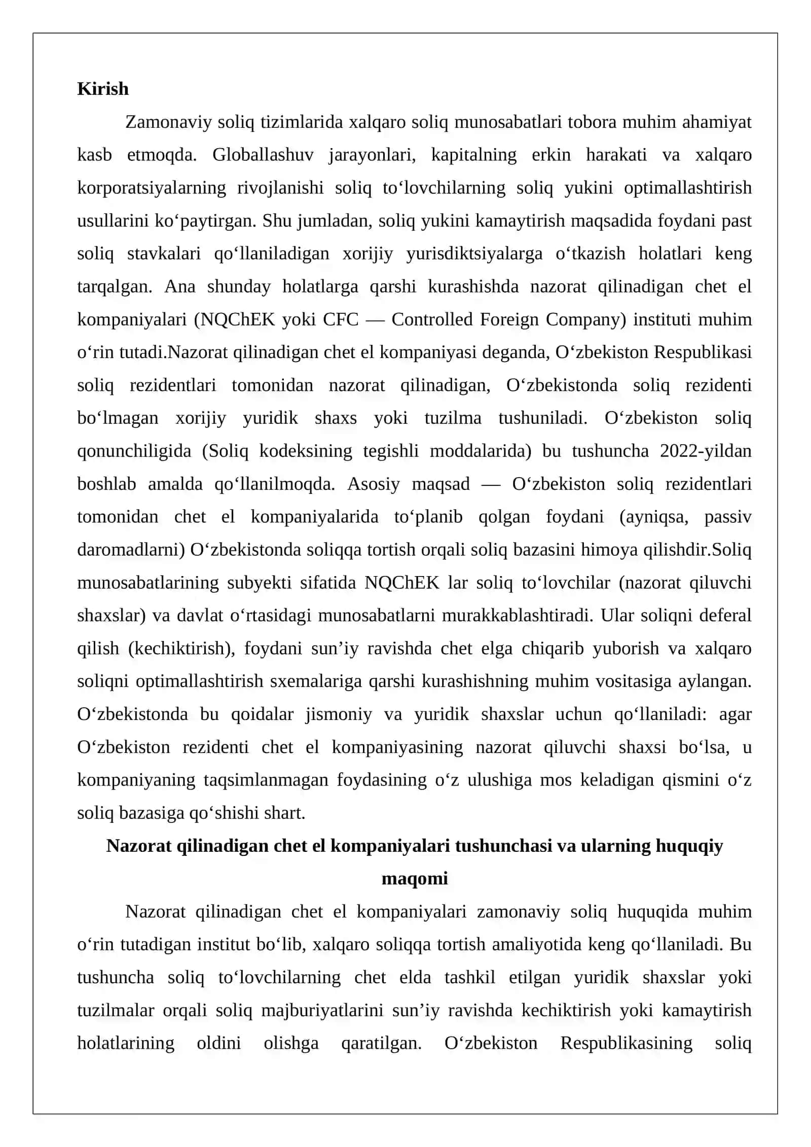 Soliq munosabatlarining subyekti sifatida nazorat qilinadigan chet el kompaniyalari 2