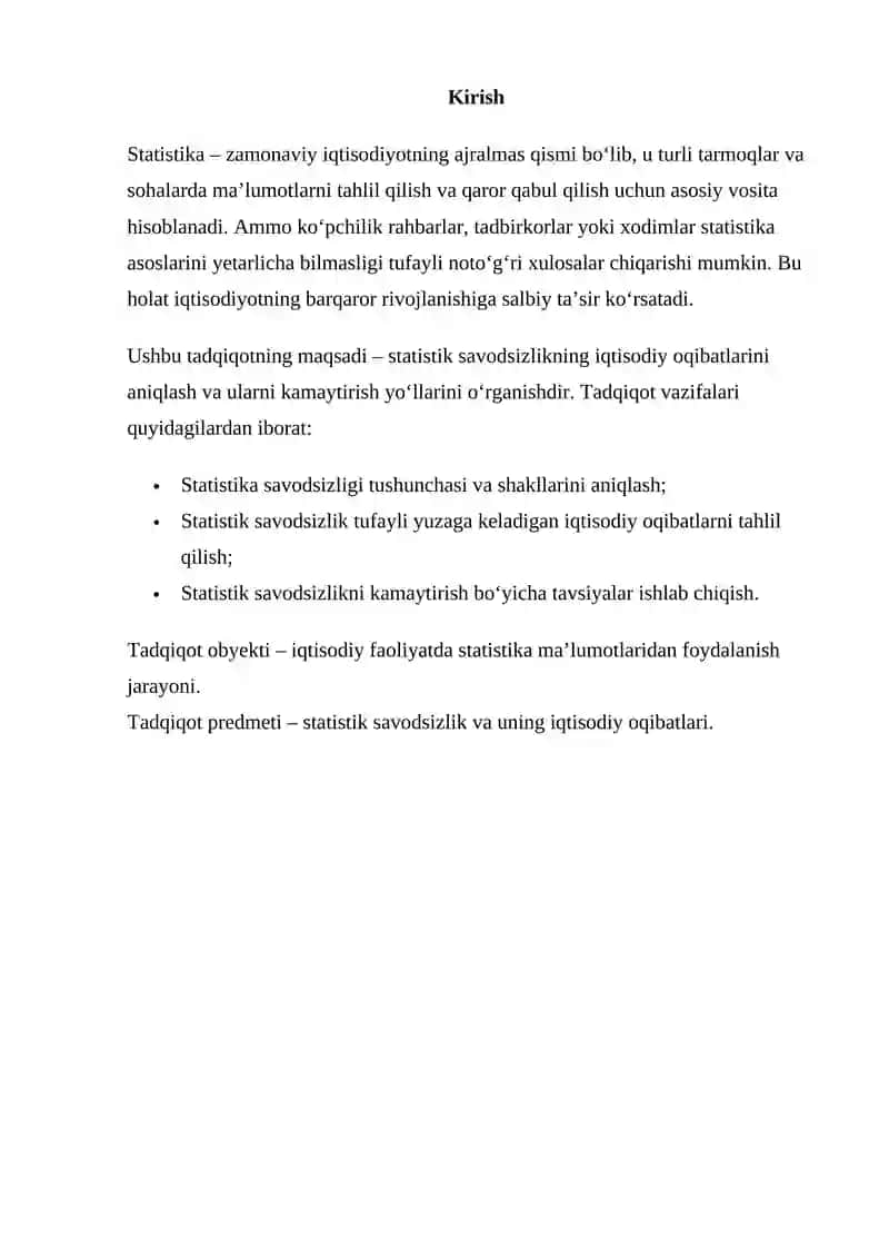 STATISTIKA SAVODSIZLIGINING IQTISODIY OQIBATLARI 2