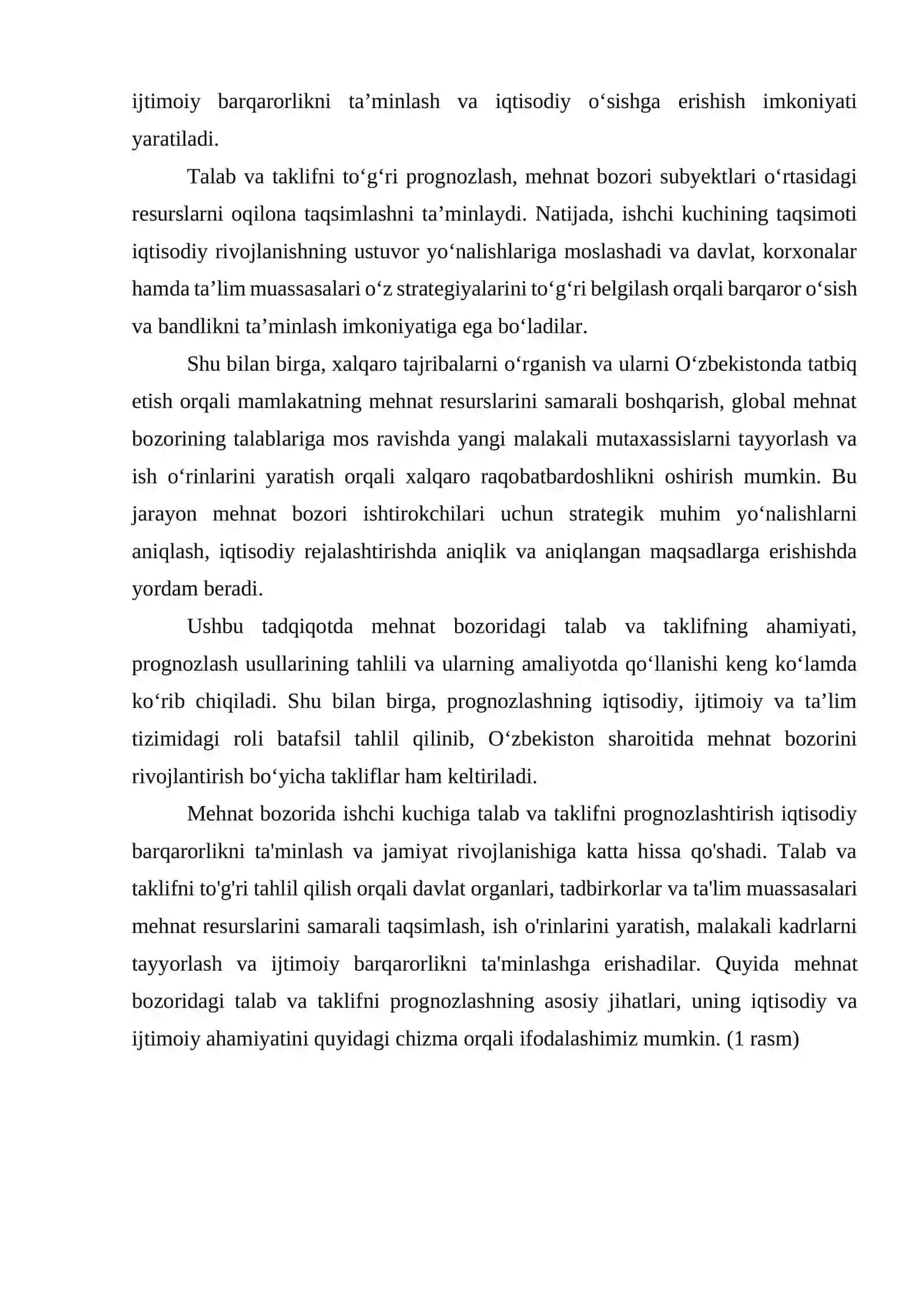 VII BOB. Mehnat bozorida ishchi kuchiga bo’lgan talab va taklifni istiqbollashtirish 2
