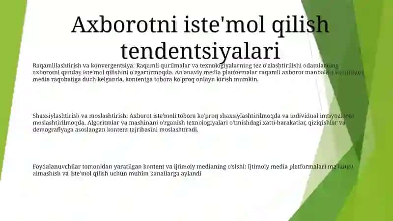 Axborot Oqimi -Axborot Madaniyatining Shakllanishi Tendensiyalari 2
