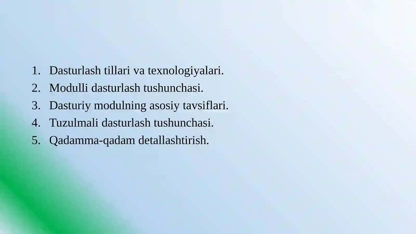 Modullidasturlash.Strukturalidasturlash.Ob’ektgayo’naltirilganloyihalashningasosiytushunchalari 2