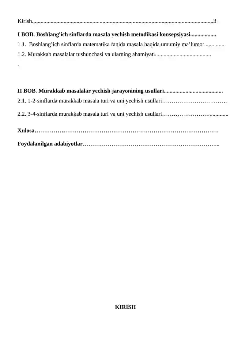 Murakkab masala ustida ishlash uslubiyoti kurs ishi 2