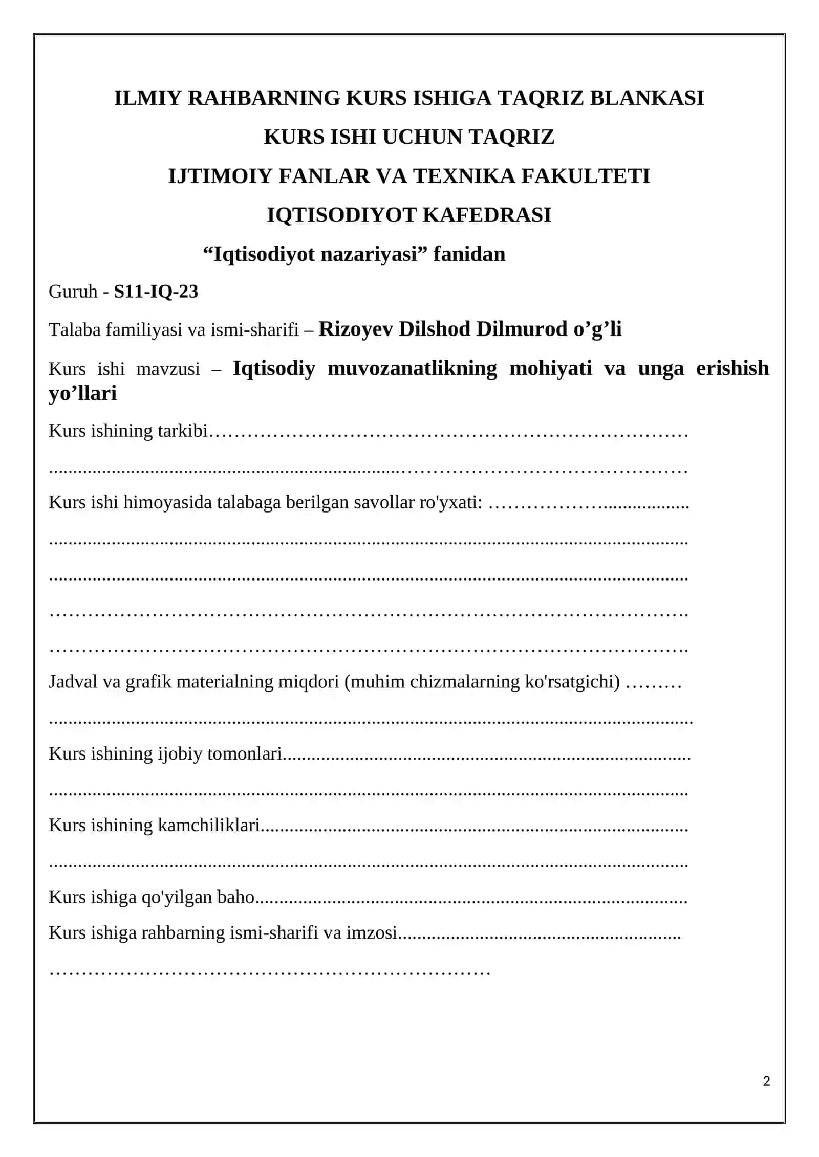 Iqtisodiy muvozanatlikning mohiyati va unga erishish yo’llari 2