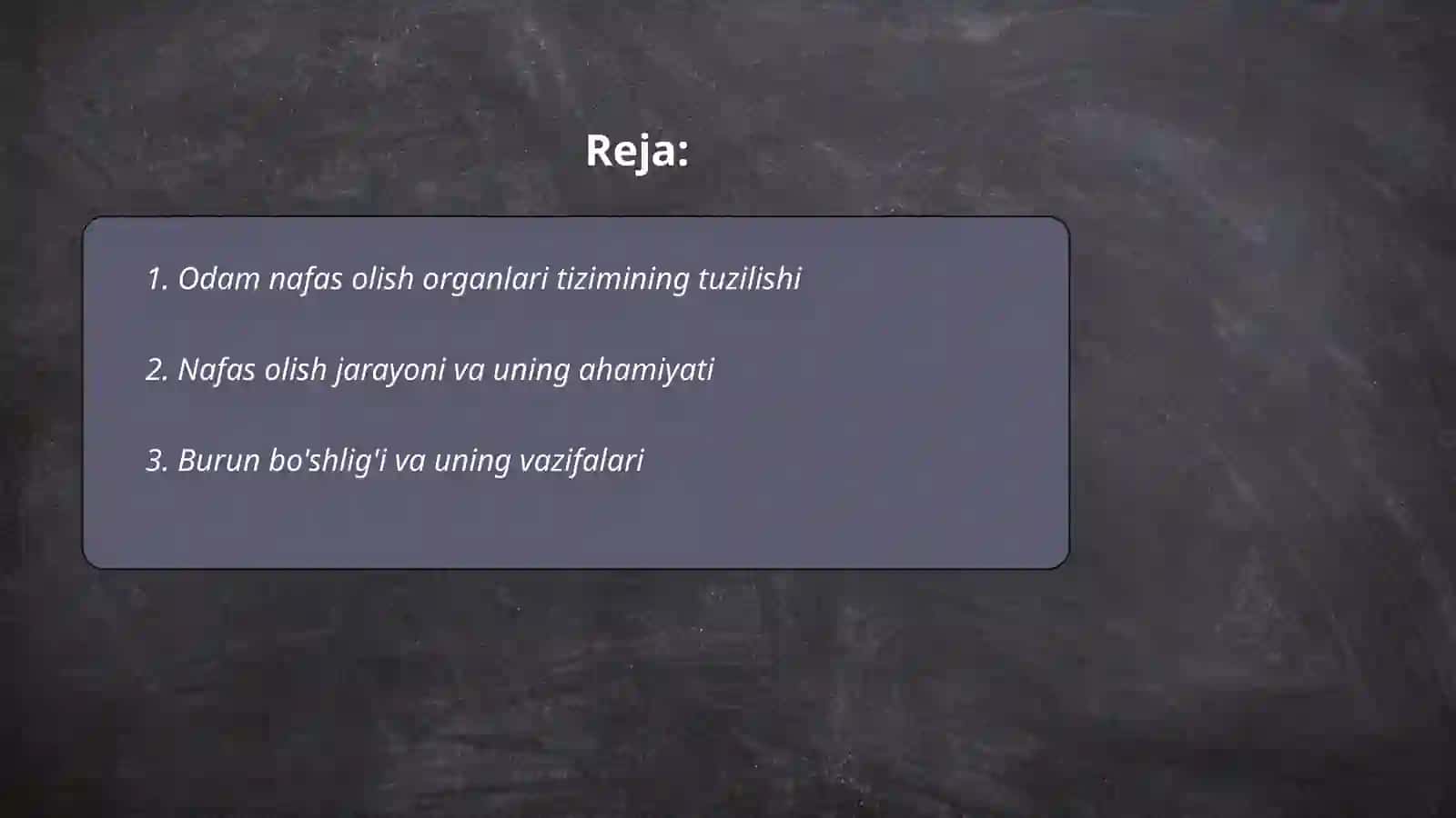 Organizmni nafas olish organlari sistemasining tuzilishi 2