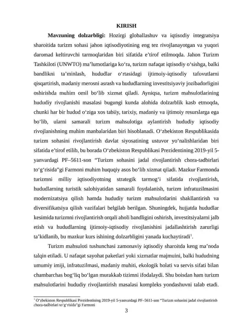 TURIZM MAHSULOTLARINING HUDUDIY RIVOJLANISHI 2