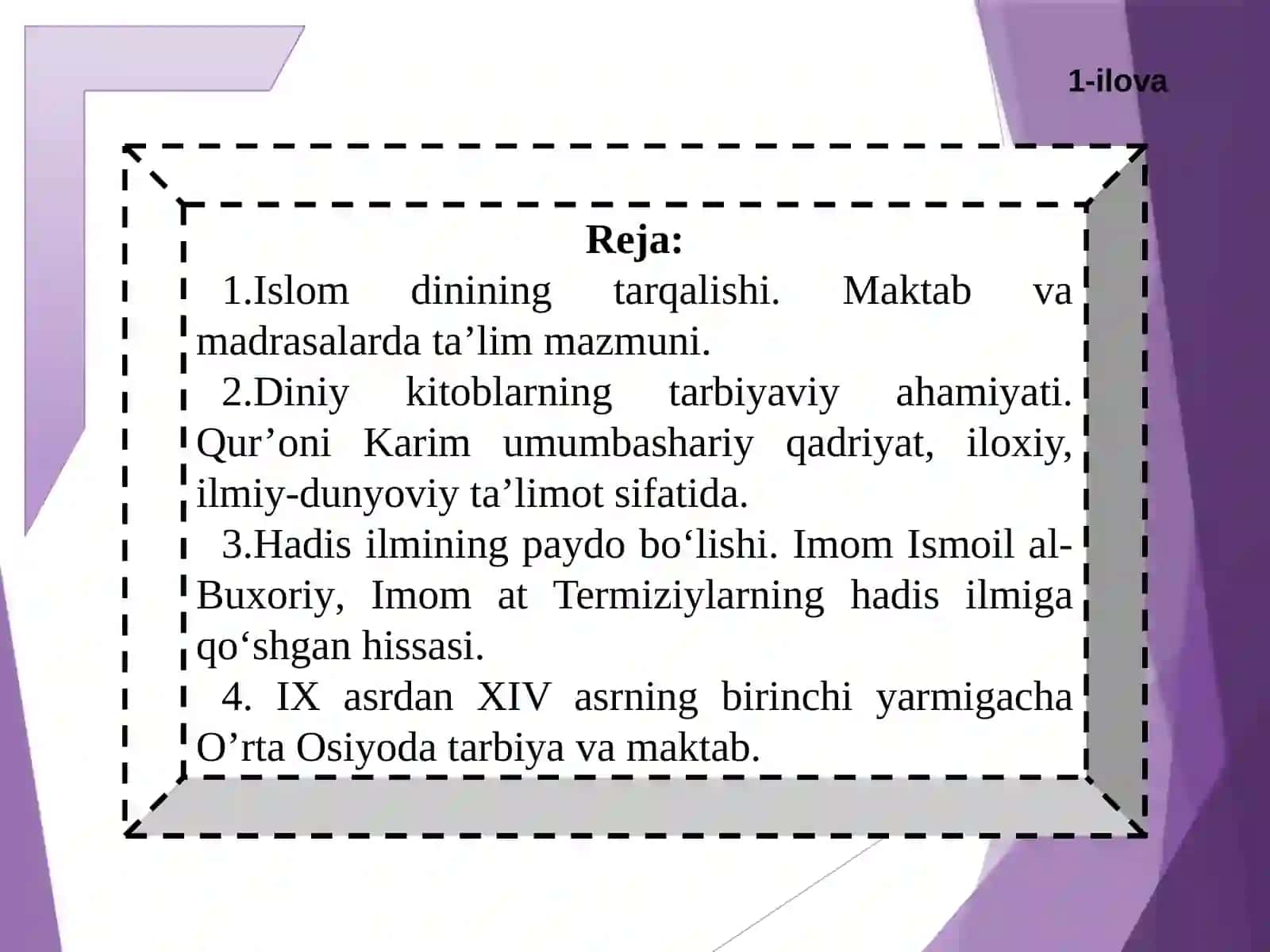 VII asrdan XIV asrning birinchi yarmigacha O’rta Osiyoda tarbiya, maktab va pedagogik fikrlar 2