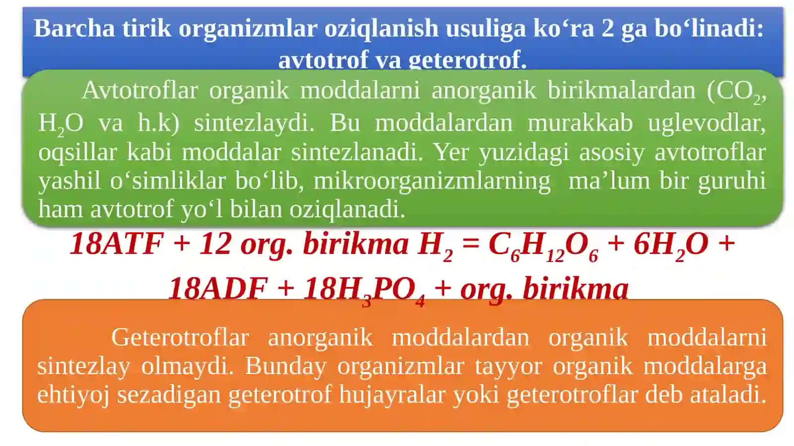 9-sinf Biologiya fanidan Hujayraning oziqlanishi dars taqdimot 2