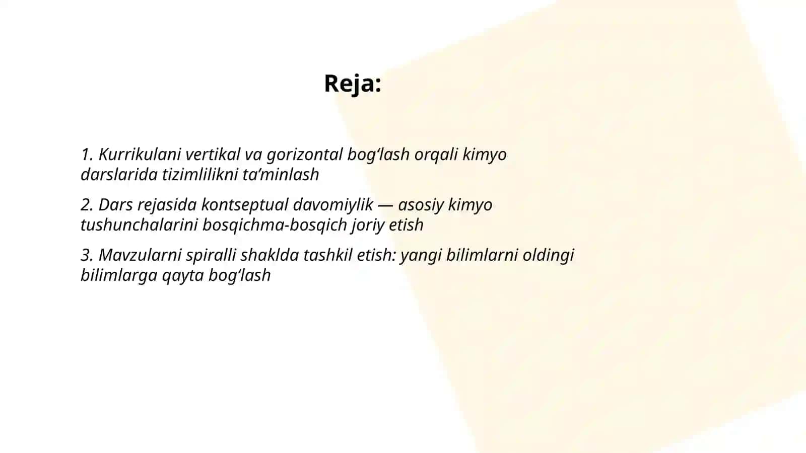 Kimyo o'qitishda tizimlilik va izchilik prensiplarini amalga oshirish 2
