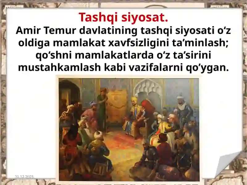 Amir Temurning tashqisiyosati 2