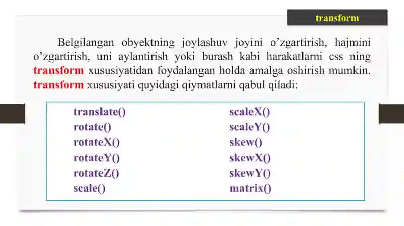 WEB SAHIFANING POG’ONALI SHAMOYILI YORDAMIDA OB’EKTLARNI HARAKATLANTIRISH 2