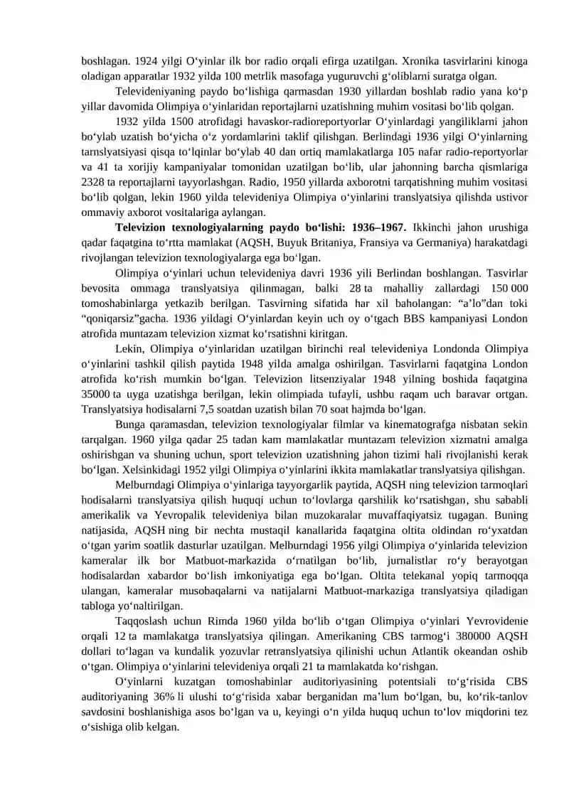 Olimpiya O‘yinlari va Ommaviy Axborot Vositalari 2
