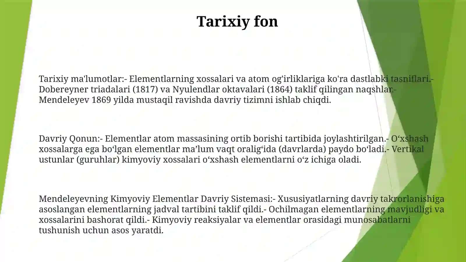 Davriy Qonun Va Mendeleyevning Kimyoviy Elementlar Davriy Sistemasi 2