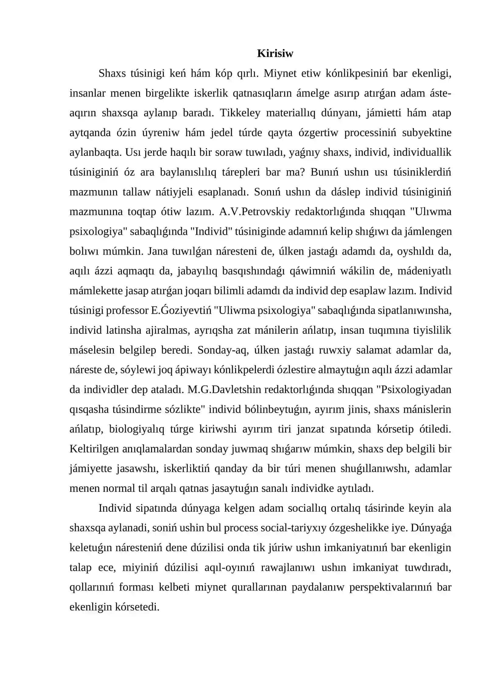 Sociallıq identifikaciya ham shaxs qáliplesiwi 2