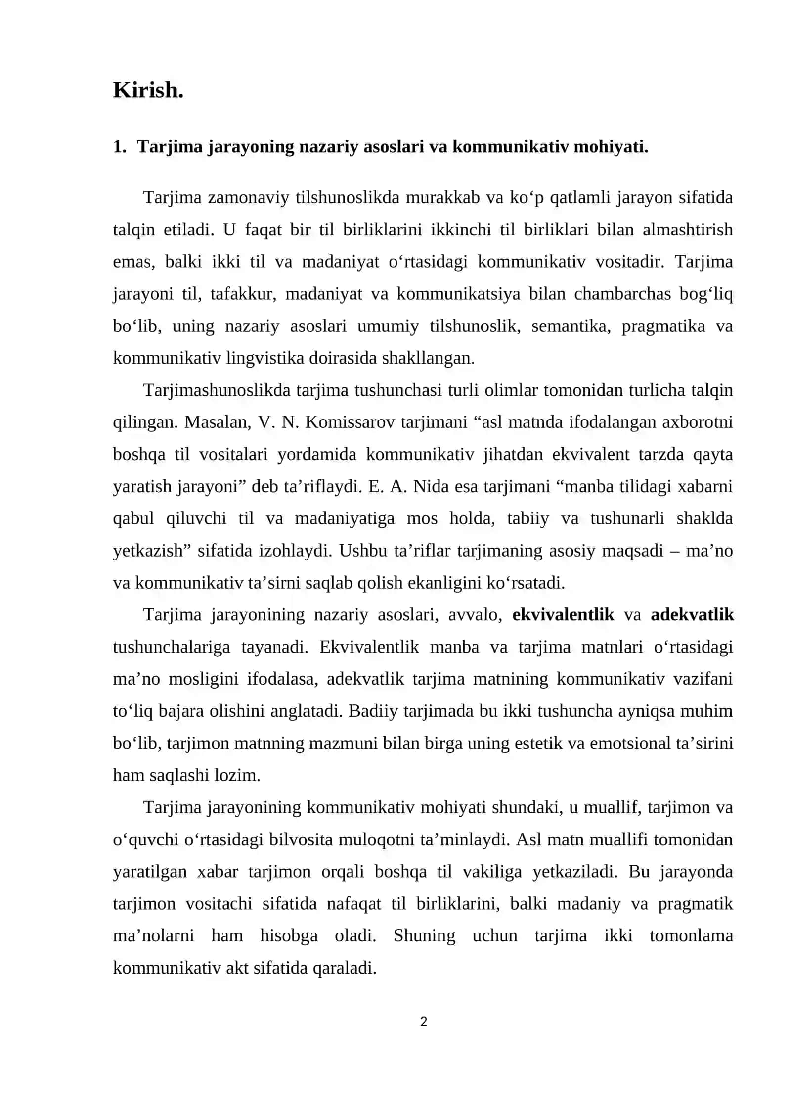 Tarjimaning lingvistik va nolingvistik aspektlari va asosiy lingvistik mushkulliklar 2