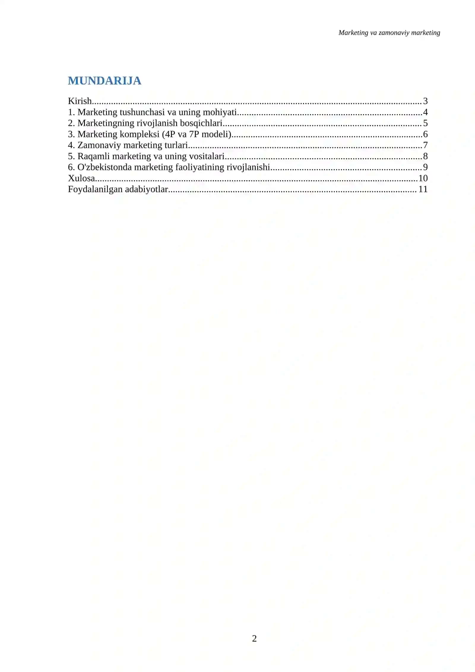 Referat Marketing va zamonaviy marketing 2