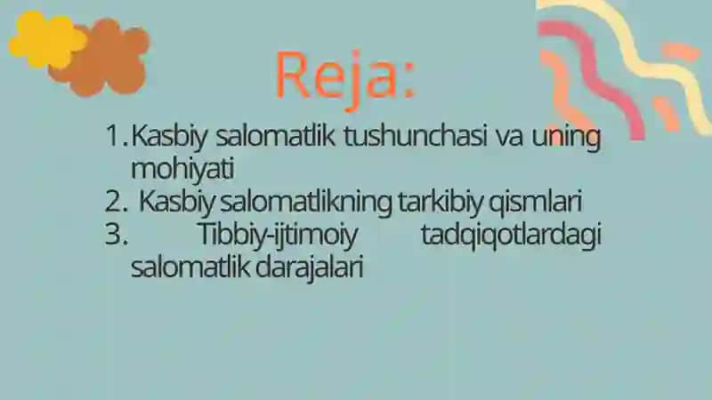 Kasbiy salomatlik tushunchasi 2
