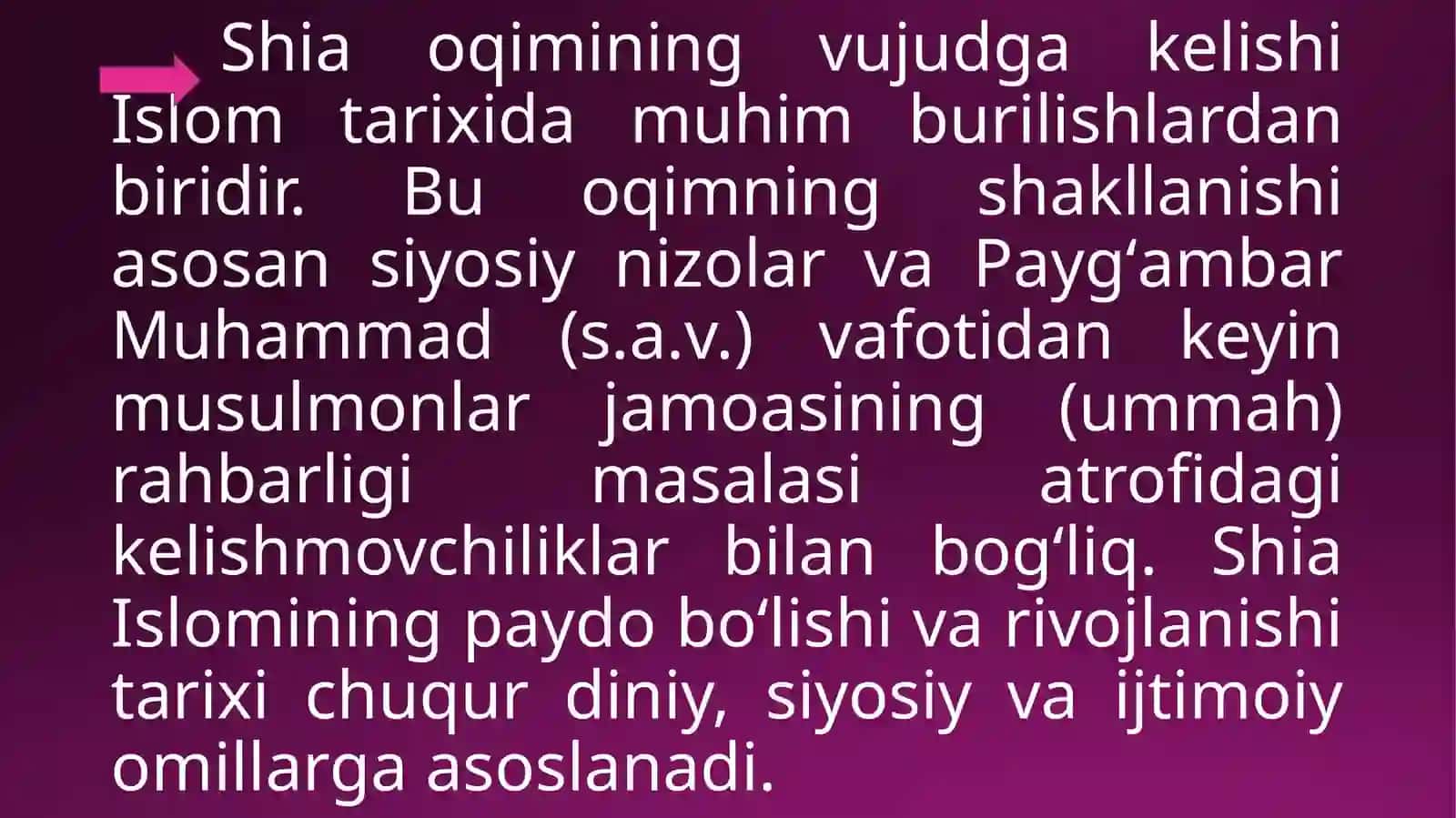 ISLOMDA SHIALIK OQIMINING VUJUDGA KELISHI TARIXI, TA’LIMOTI VA YO’NALISHLARI 2