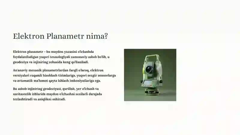 Elektron Planametrlar: Injiniring Geodeziyasi Asoslari 2