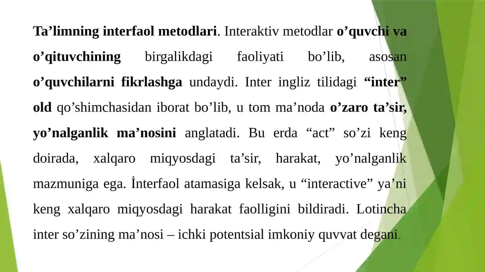 O‘qituvchininginnovatsionfaoliyati,namoyonbo’lishivatuzilmasi.Interfaolmetodlarningmohiyativaqo‘llanilishi. “Aqliyhujum”va“Bumerang”metodlari 2