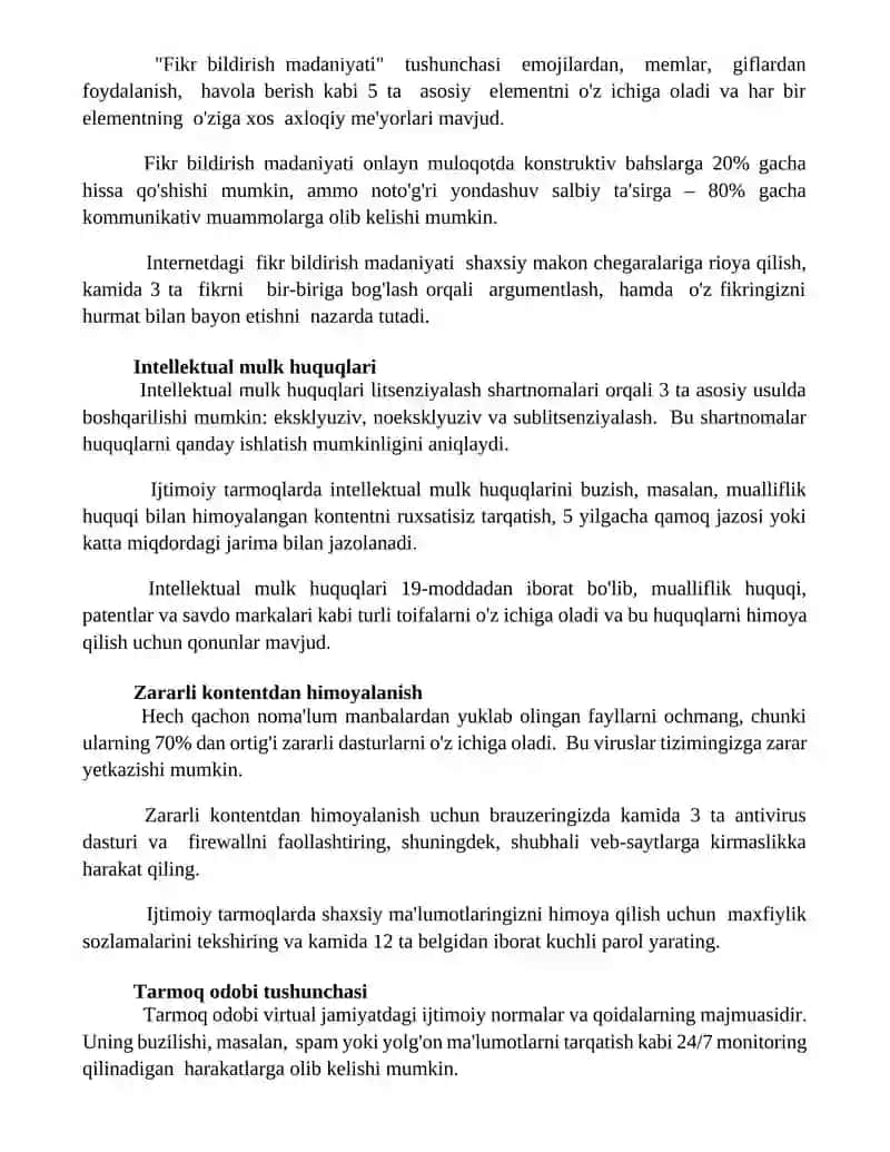 Tarmoq odob axloqi (infoetika) 2