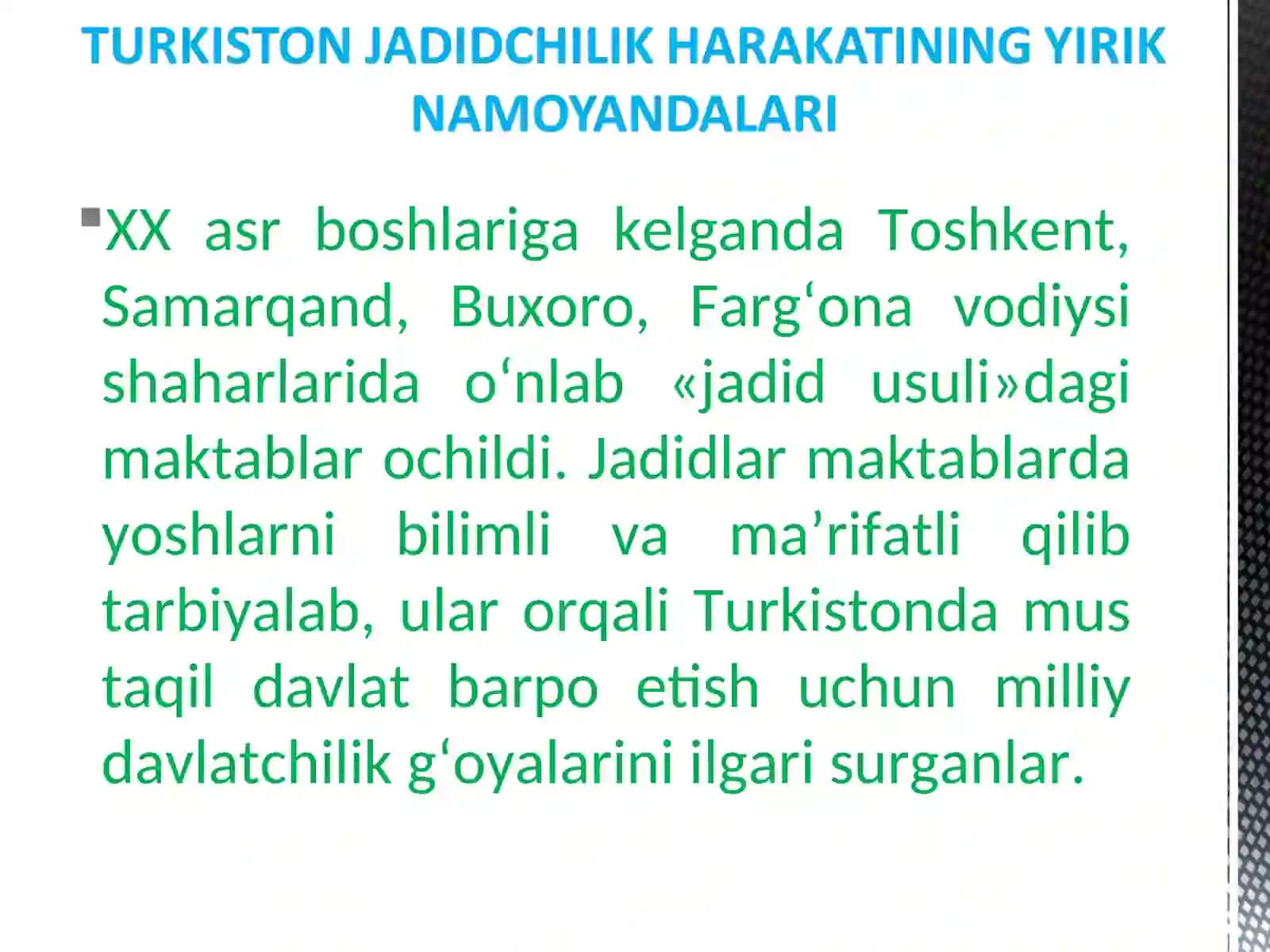 JADIDLAR, ULARNING DASTURlY MAQSADI VA VAZIFALARI 2