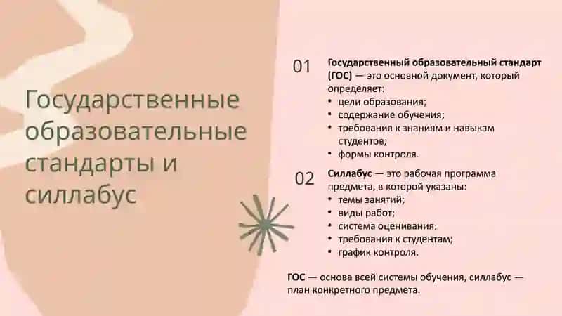 Государственные образовательные стандарты и силлабус 2