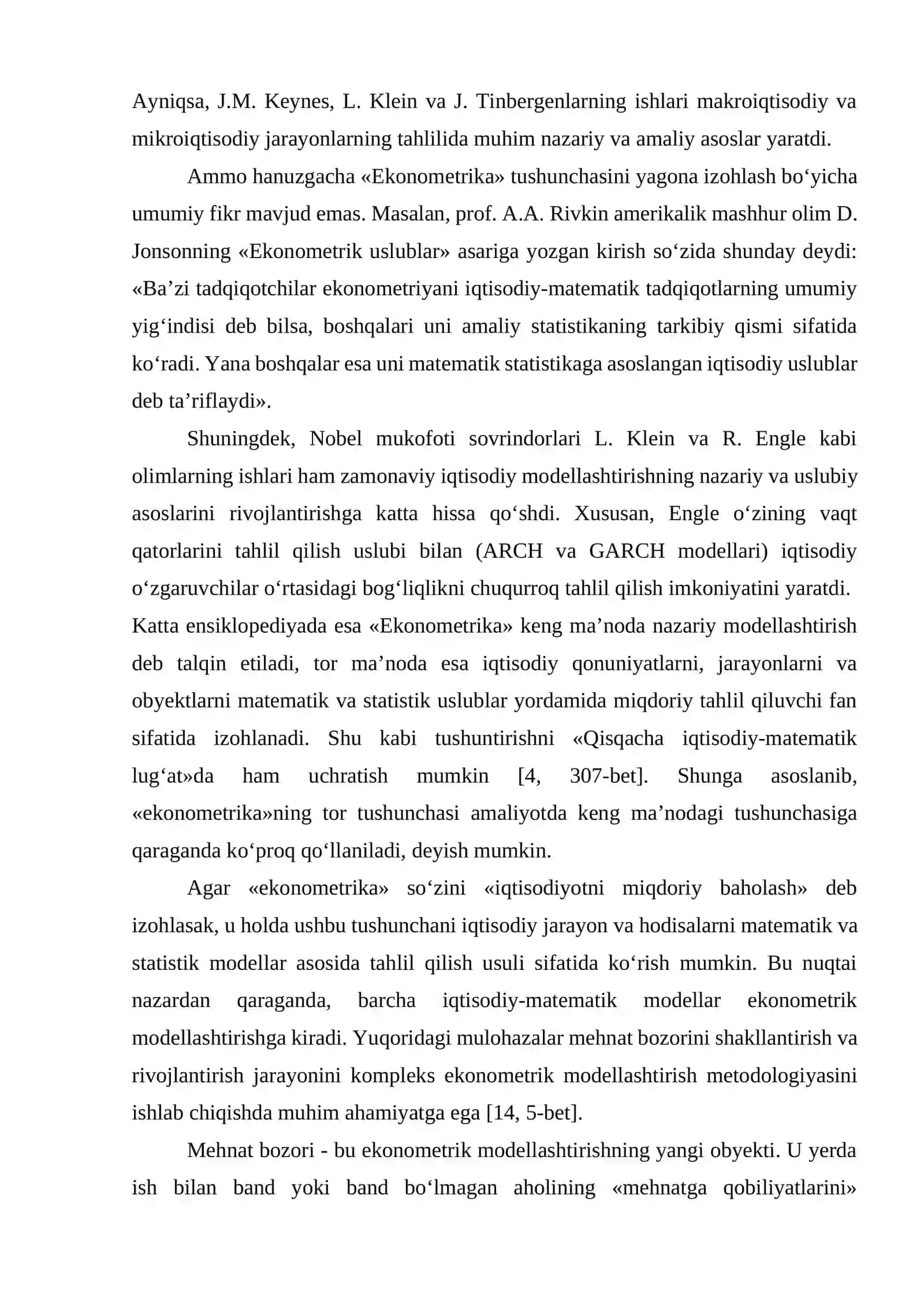 Mehnat bozorini ekonometrik modellashtirish 2