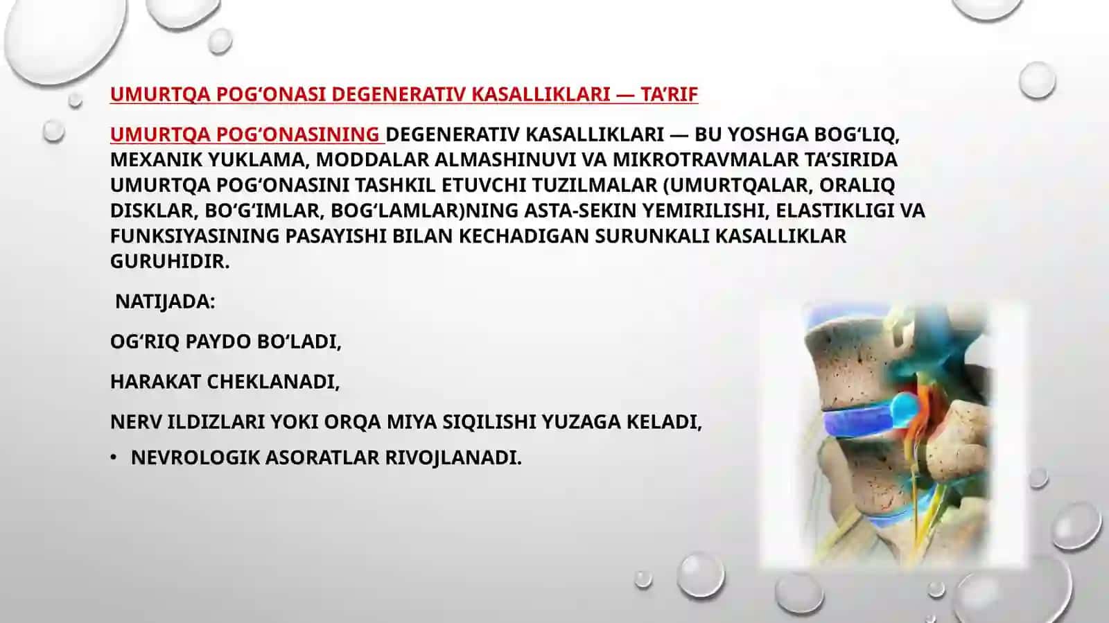 Umurtqapogonasidegenerativkasalliklarini zamonaviyjarroxlikdavolash usullari 2
