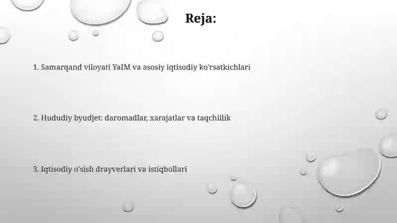 Samarqand viloyati YaIM va iqtisodiy ko'rsatkichlari 2