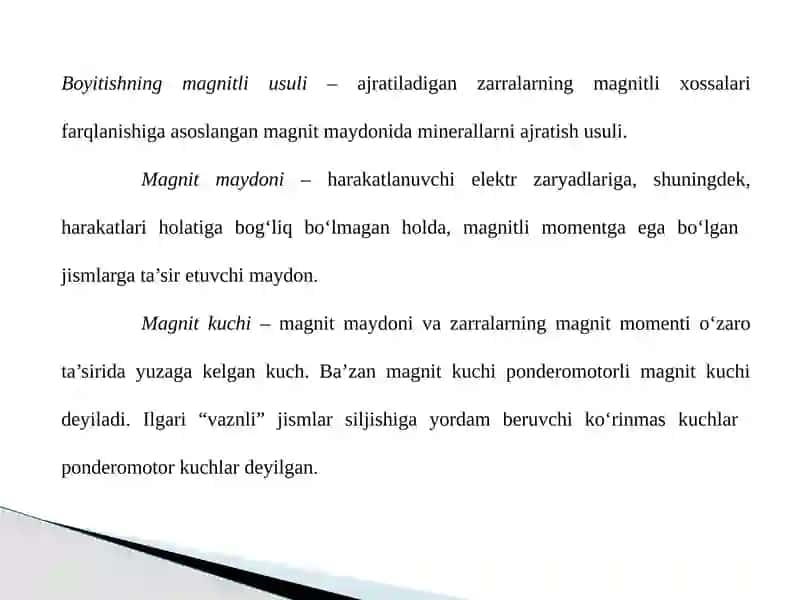 Magnit usulida boyitishning ahamiyati va rivojlanish tarixi bo'yicha taqdimot 2