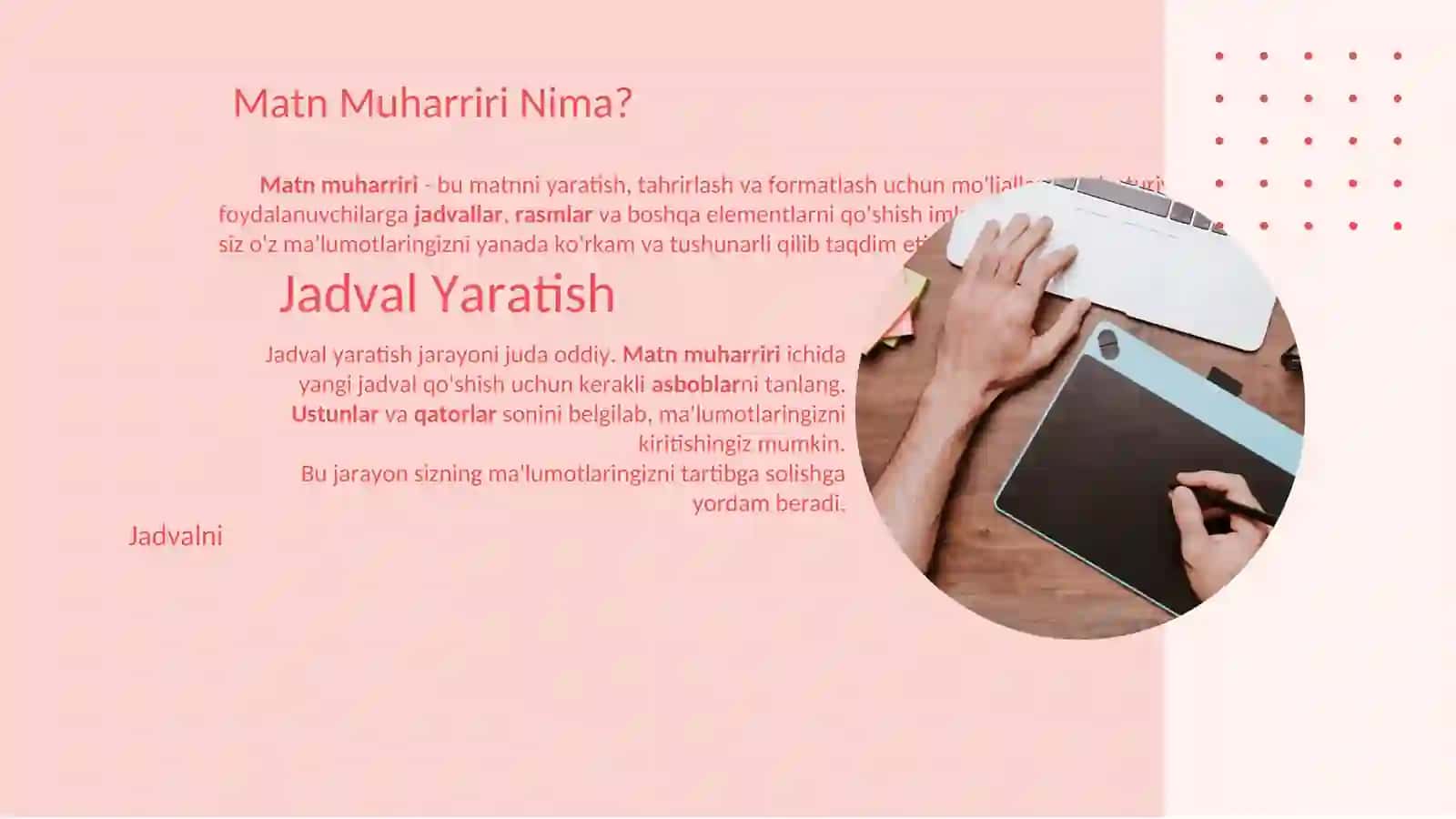 Jadvallar Yaratish va Ular Bilan Ishlash Usullari 2