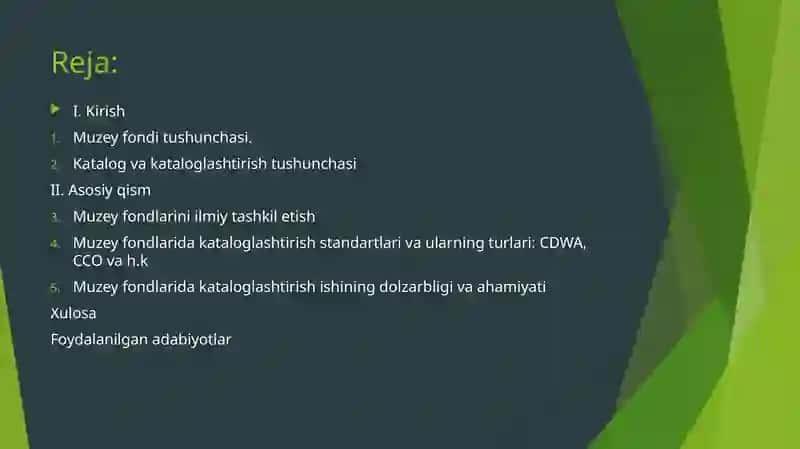 Muzey fondlarini ilmiy kataloglashtirish 2