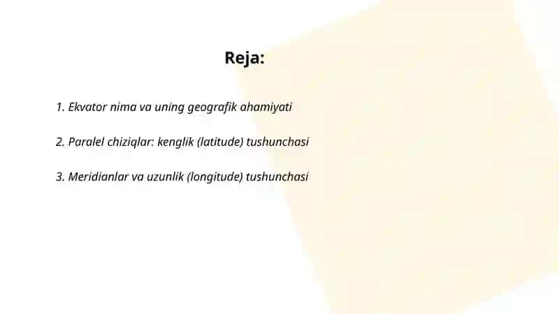 Ekvator.Meridian va paralel chiziqlari.Globus.Xarita.Oy va uning fasllari. 2