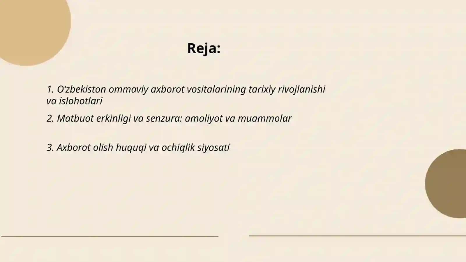 O’ZBEKISTON RESPUBLIKASIDA OMMAVIY AXBOROT VOSITALARINING FAOLIYATI ( o’zgarish va muammolar) 2