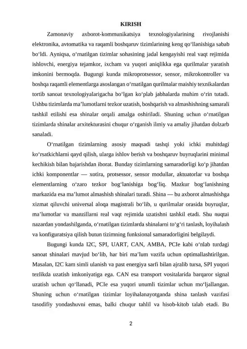 O'RNATILGAN TIZIMLARDA SHINALARNI TASHKIL ETILISHI 2