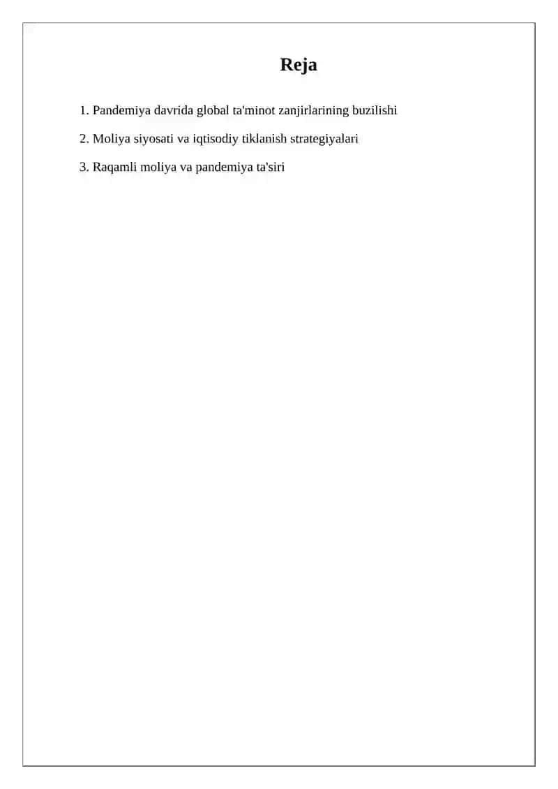 Xalqaro Moliyaga Koronavirus Pandemiyasi Ta'siri 2