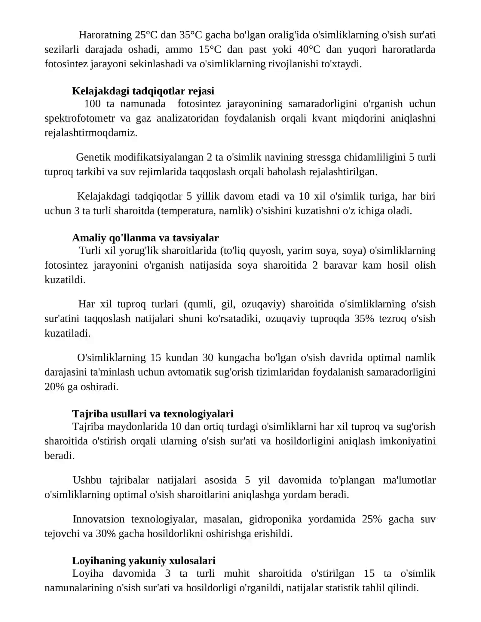 Turli ekologik sharoitlarda o‘simliklarni o‘stirish 2