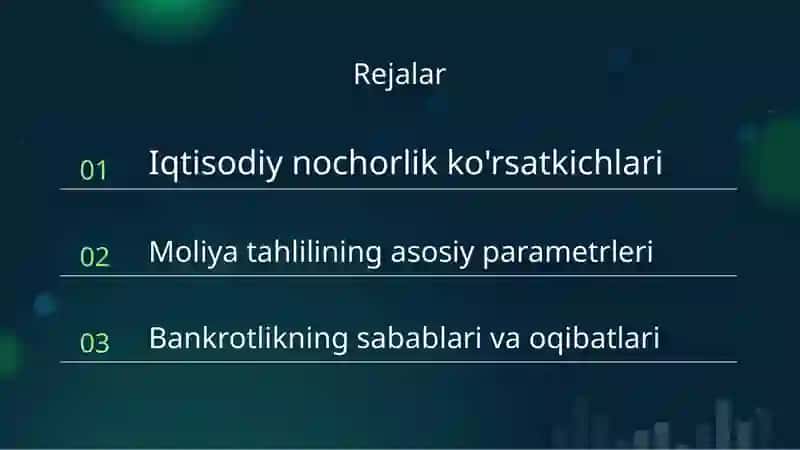 Korxonaning iqtisodiy nochorligi (bankrotligi)ni baholash va tahlil qilish 2