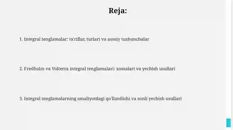 Fredgolm va Volterra integral tenglamalari 2