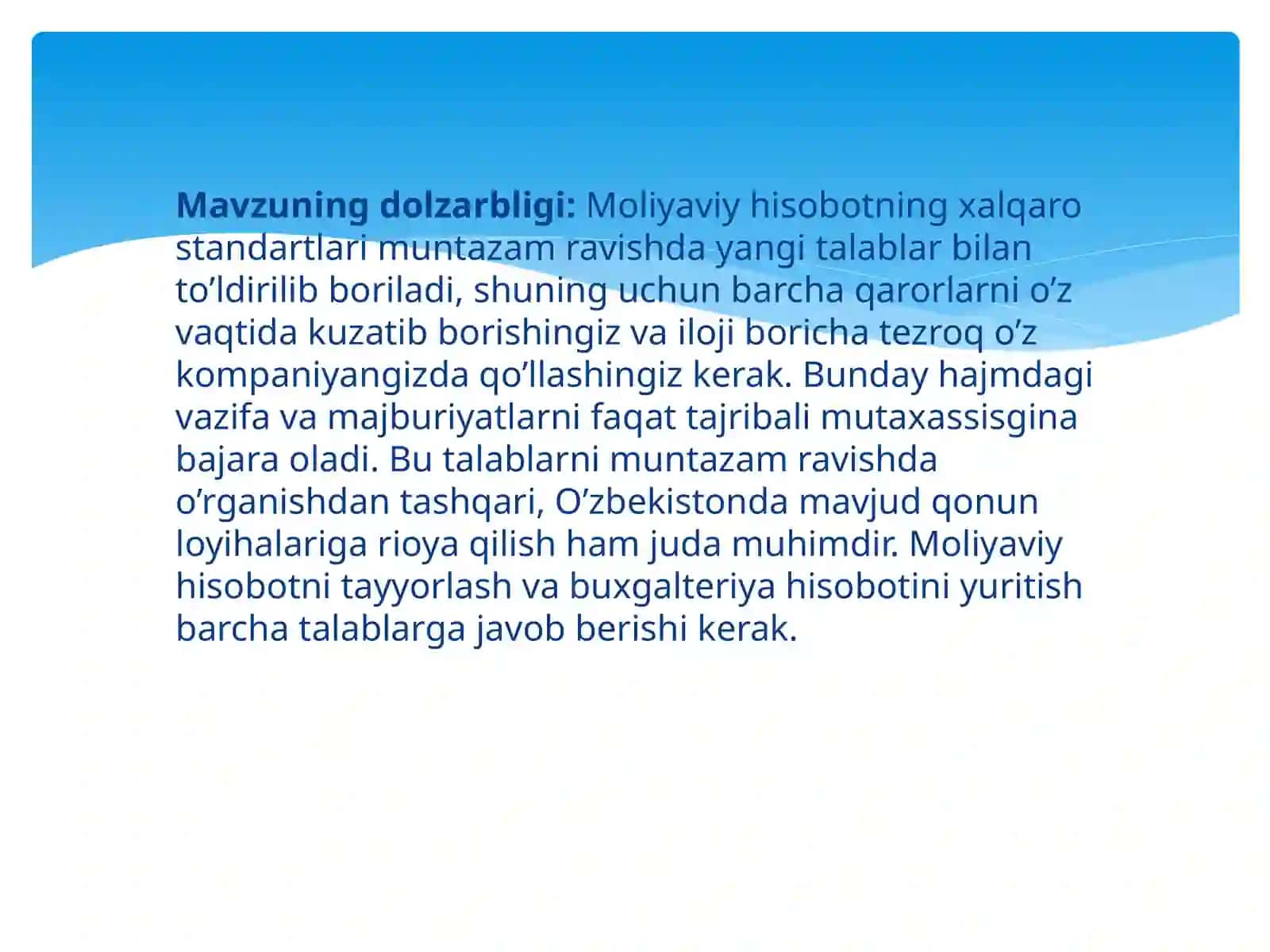 ORALIQ MOLIYAVIY HISOBOTNI 34-SONLI MHXS ASOSIDA TAYYORLASHNI TASHKIL ETISH VA UNING MUAMMOLARI 2