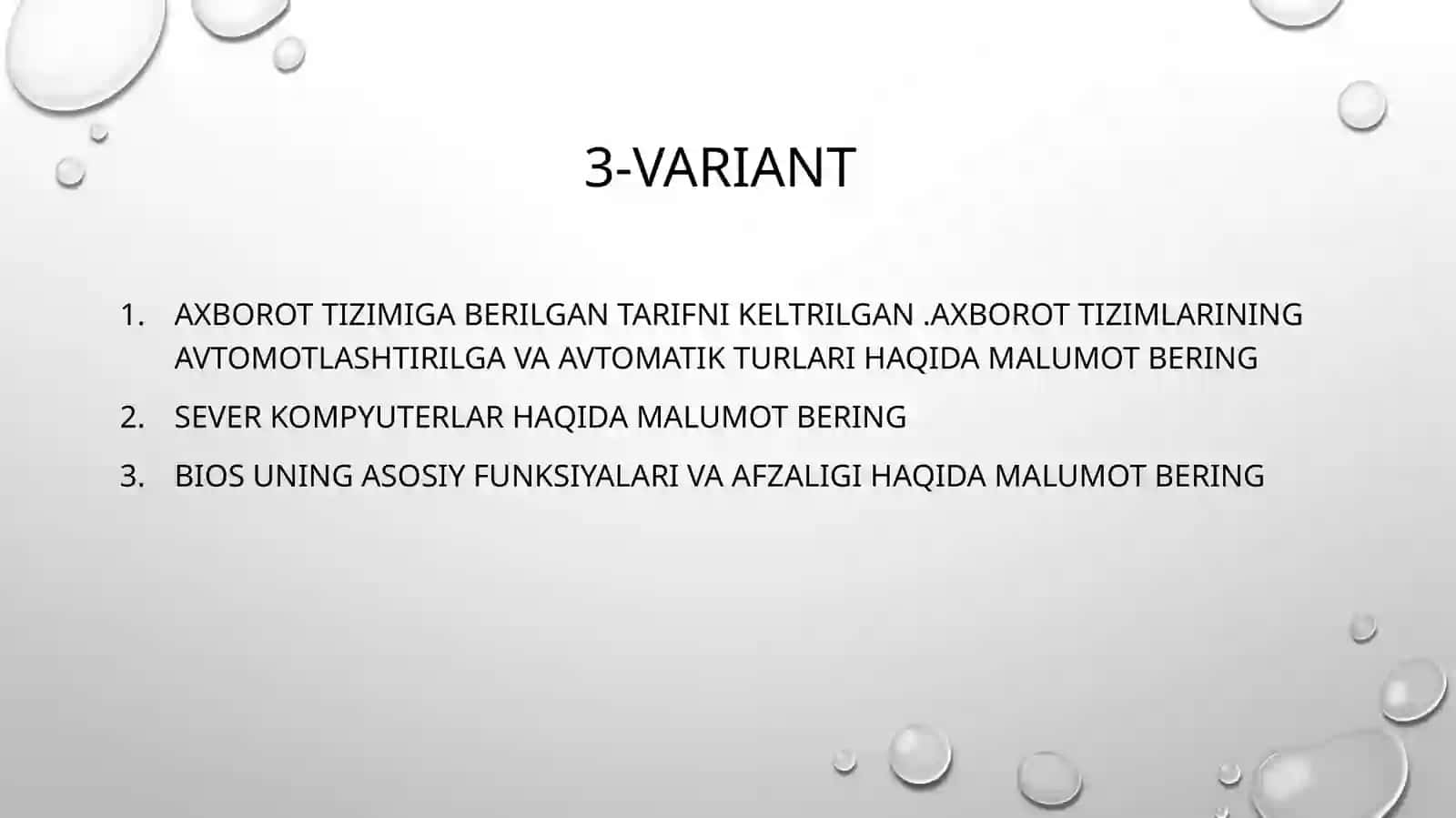 Axborot texnologiyalari fanidan 2