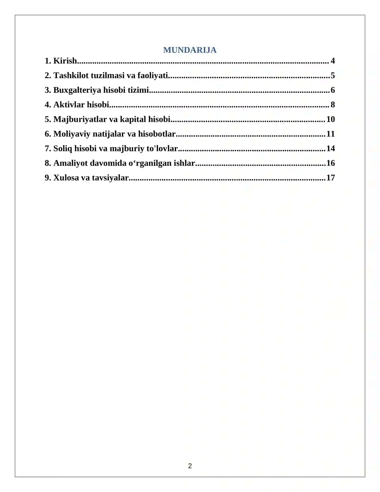 Faoliyat turi 	Chakana savdo (maishiy texnika va elektronika mahsulotlari savdosi. AMALIYOT HISOBOTI 2