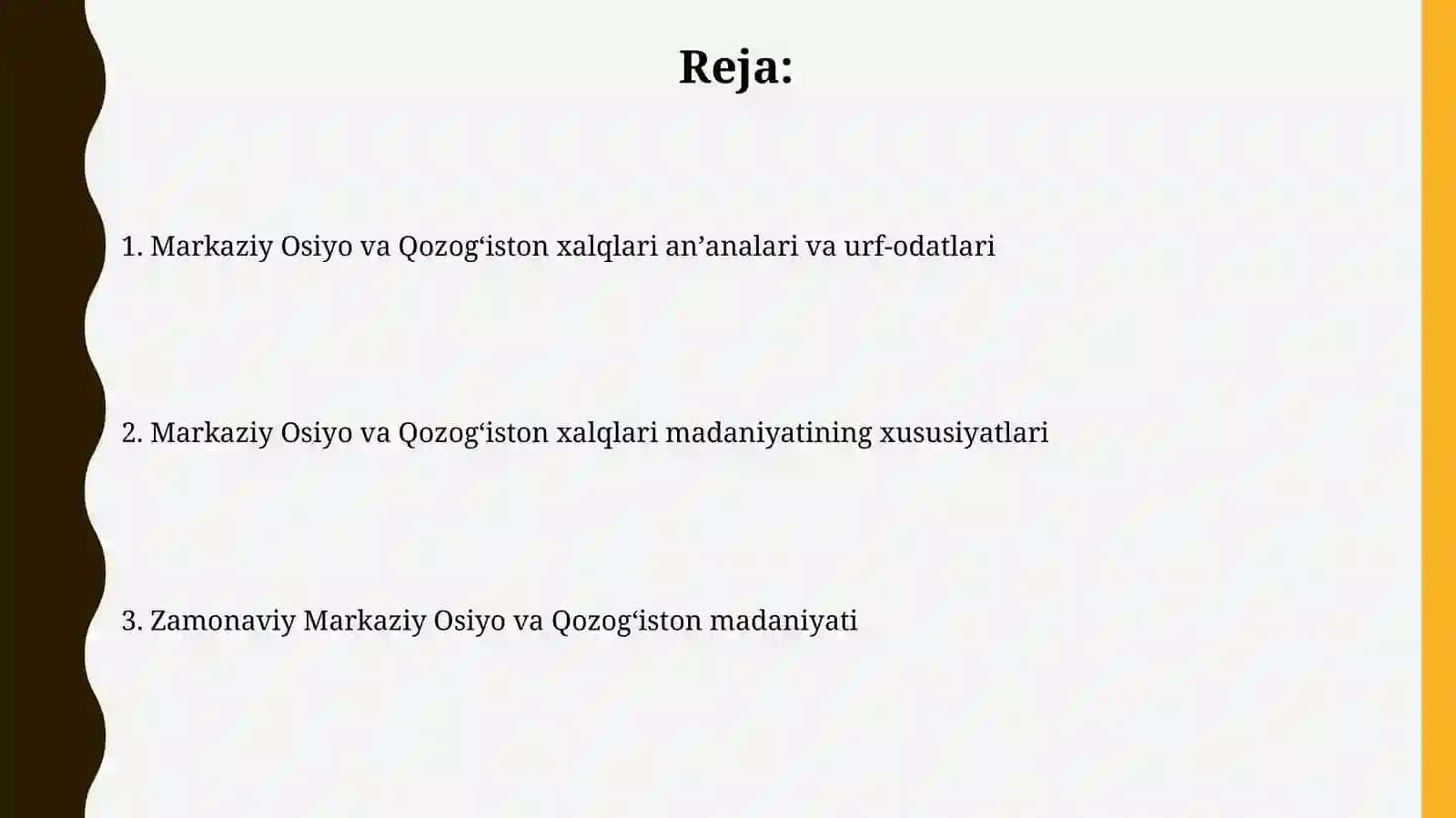 Oʻrta Osiyo va Qozogʻiston xalqlari madaniyati 2