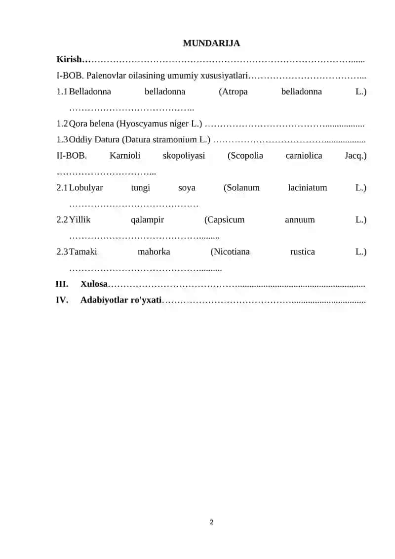 Dorivorlik xususiyatiga ega bo’lgan qoqidoshlar oilasi vakili 2