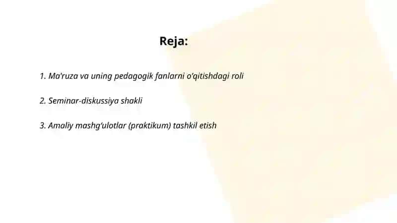 Pedagogik fanlarni oʻqitish shakllari 2