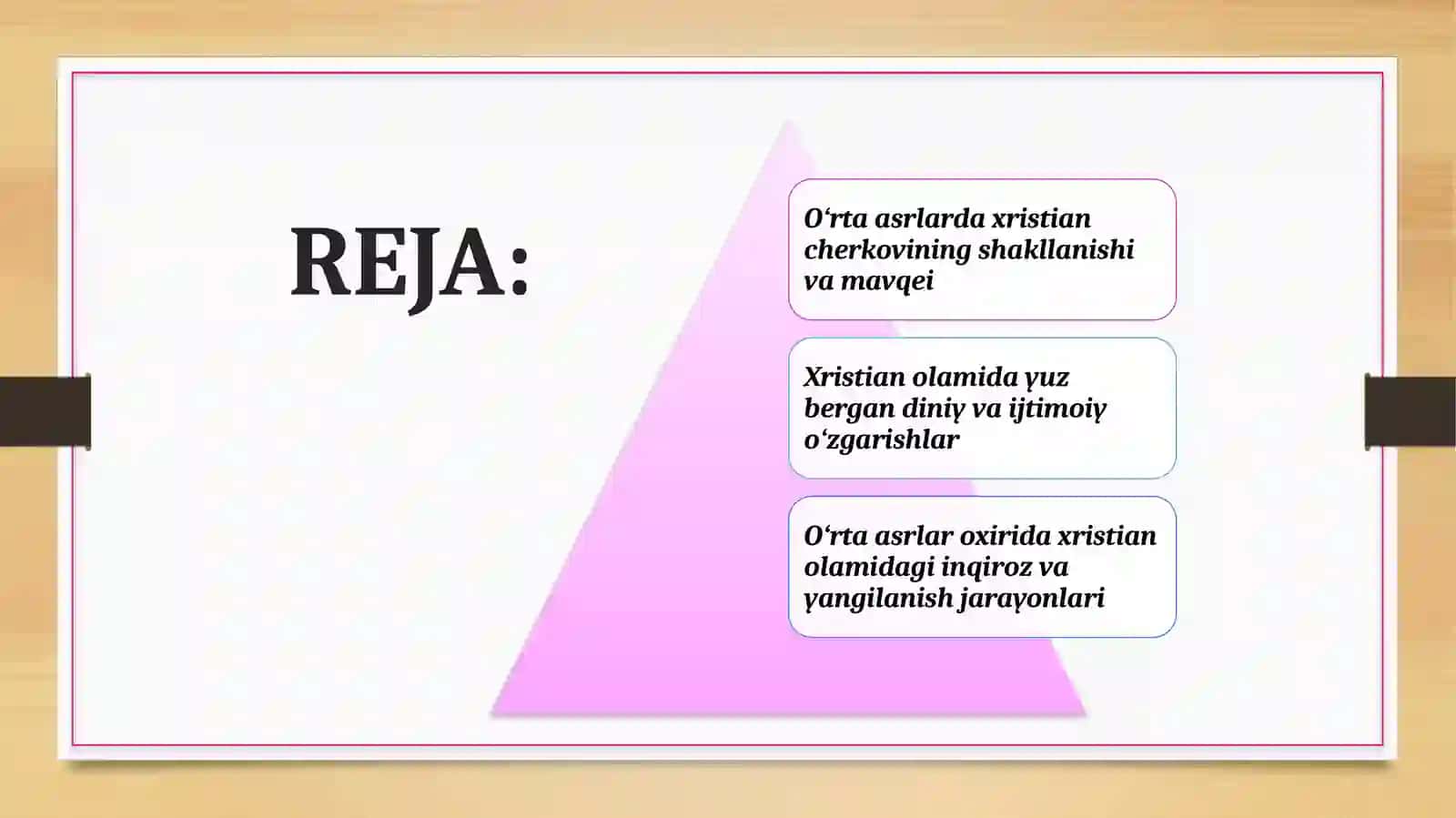 O'RTA ASRLARDA XRISTIAN OLAMIDA SODIR BO'LGAN O'ZGARISHLAR 2