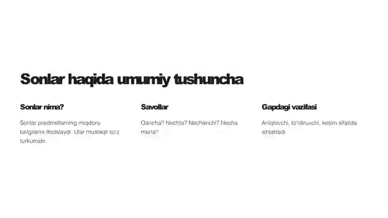 Sonlar so'z turkumi va grammatik kategoriyalari 2
