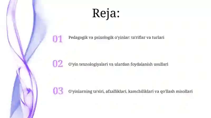 Pedagogik va psixologik o'yin turlari 2