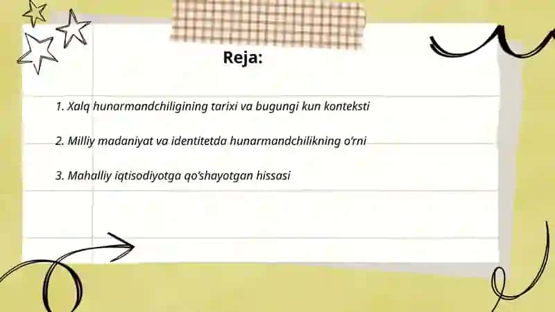 Xalq hunarmandchiligining bugungi kundagi ahamiyati haqida hisobot bering 2